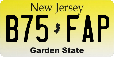 NJ license plate B75FAP