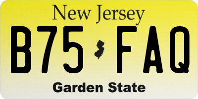 NJ license plate B75FAQ