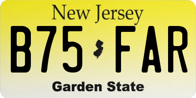 NJ license plate B75FAR