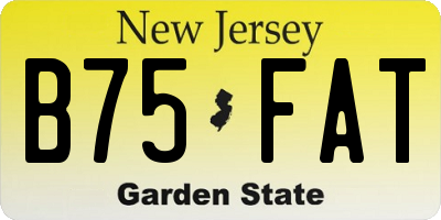 NJ license plate B75FAT