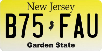 NJ license plate B75FAU