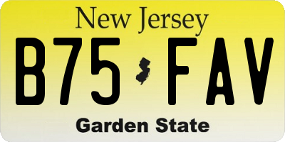 NJ license plate B75FAV