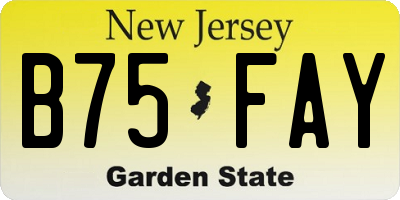 NJ license plate B75FAY