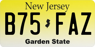 NJ license plate B75FAZ