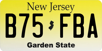 NJ license plate B75FBA