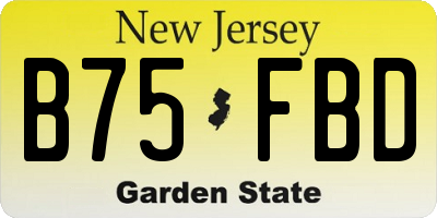 NJ license plate B75FBD