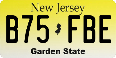 NJ license plate B75FBE