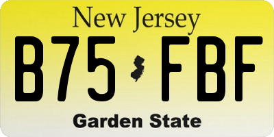 NJ license plate B75FBF