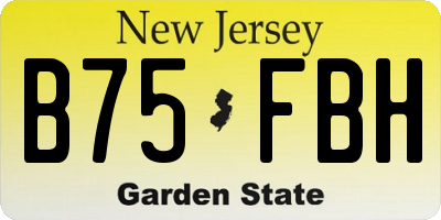 NJ license plate B75FBH