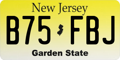NJ license plate B75FBJ