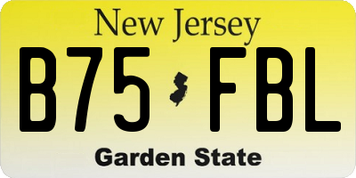 NJ license plate B75FBL