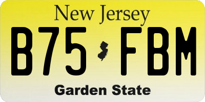 NJ license plate B75FBM