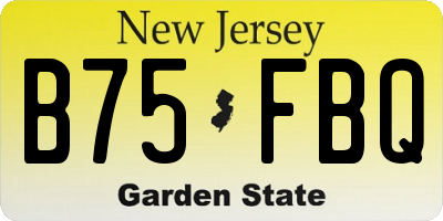 NJ license plate B75FBQ