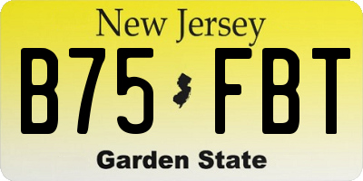 NJ license plate B75FBT