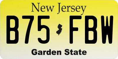 NJ license plate B75FBW