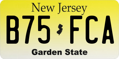 NJ license plate B75FCA