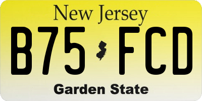 NJ license plate B75FCD