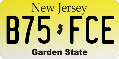 NJ license plate B75FCE