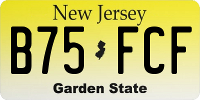 NJ license plate B75FCF