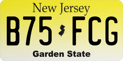 NJ license plate B75FCG
