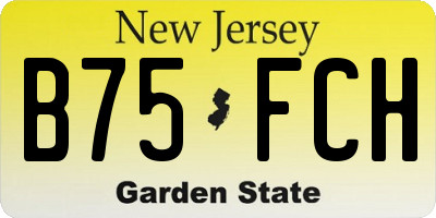 NJ license plate B75FCH