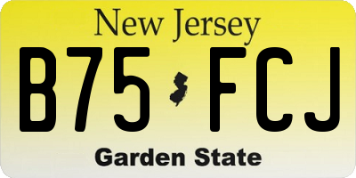 NJ license plate B75FCJ