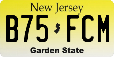 NJ license plate B75FCM