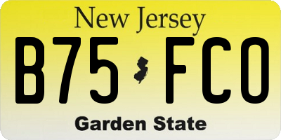 NJ license plate B75FCO