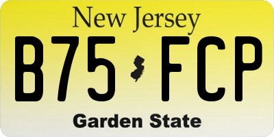 NJ license plate B75FCP