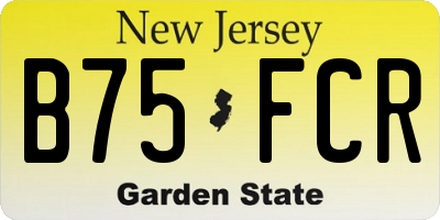 NJ license plate B75FCR