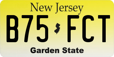 NJ license plate B75FCT