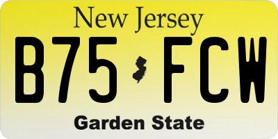 NJ license plate B75FCW