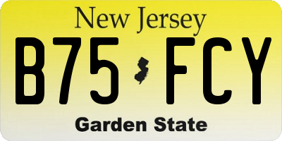 NJ license plate B75FCY