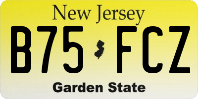 NJ license plate B75FCZ