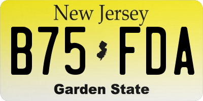 NJ license plate B75FDA