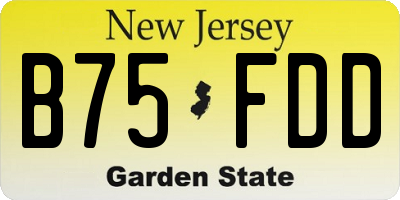 NJ license plate B75FDD