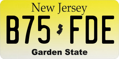 NJ license plate B75FDE
