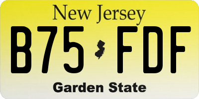 NJ license plate B75FDF