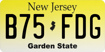 NJ license plate B75FDG