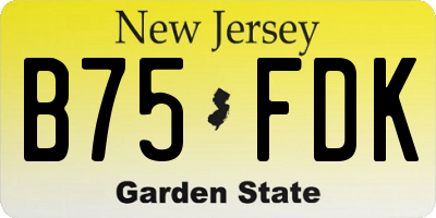 NJ license plate B75FDK