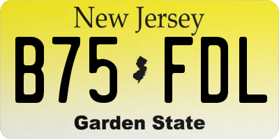 NJ license plate B75FDL