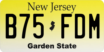 NJ license plate B75FDM