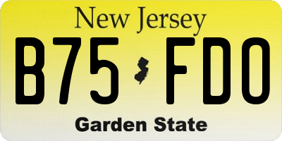 NJ license plate B75FDO