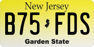 NJ license plate B75FDS