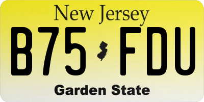 NJ license plate B75FDU
