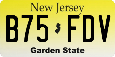 NJ license plate B75FDV