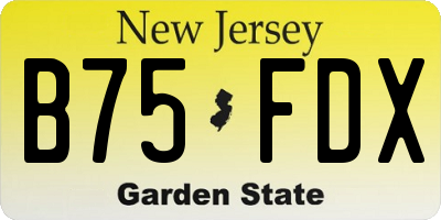 NJ license plate B75FDX