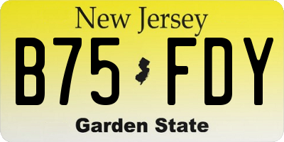 NJ license plate B75FDY