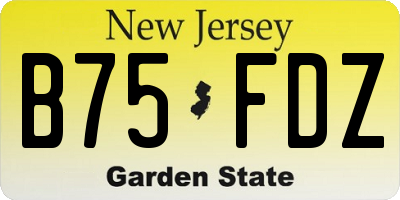 NJ license plate B75FDZ
