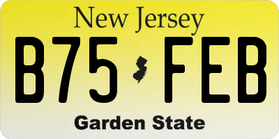 NJ license plate B75FEB